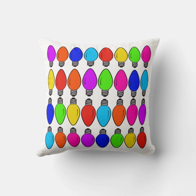 Christmas Lightbulbs Pattern Throw Pillow (Back)