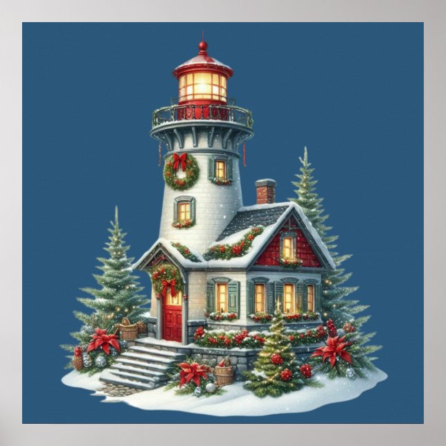 Christmas Lighthouse Poster (Front)