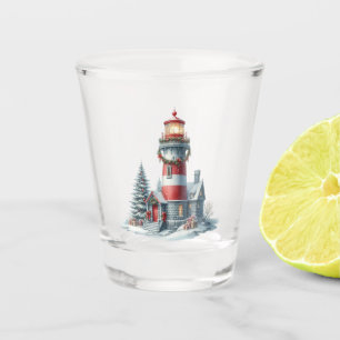Christmas Lighthouse Shot Glass