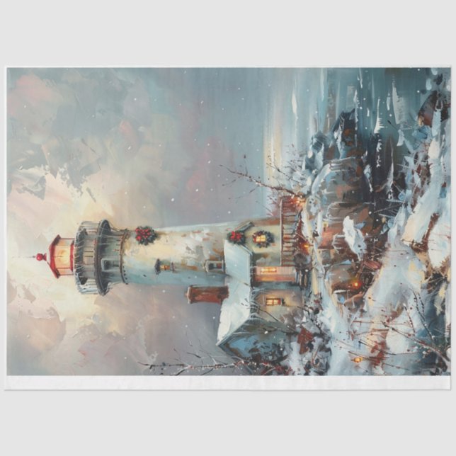 Christmas Lighthouse Tissue Paper (Front)