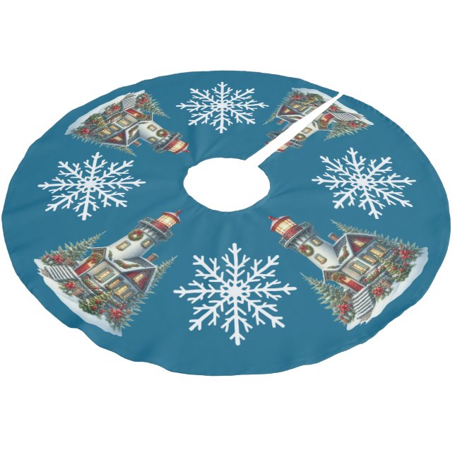 Christmas Lighthouse Tree Skirt (Angled)