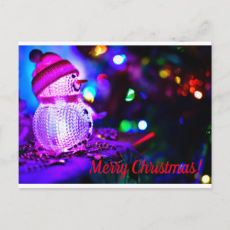 Christmas Lightning Snowman postcard