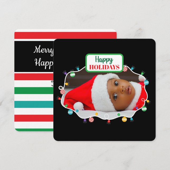 Christmas lights (add your own photo) holiday card (Front/Back)