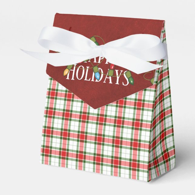 Christmas Lights and Plaid Favor Box (Front Side)