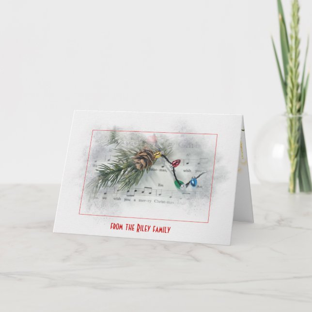 Christmas lights and sheet music holiday card (Front)