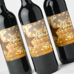Christmas Lights and Star Business Gift Wine Label<br><div class="desc">A holiday star,  strands of golden Christmas lights,  your holiday Christmas greeting and company name in chic lettering personalize these wine bottle labels to serve at your holiday party or to give as gifts or party favours for clients,  employees and corporate gifts. MATCHING items in our collection.</div>