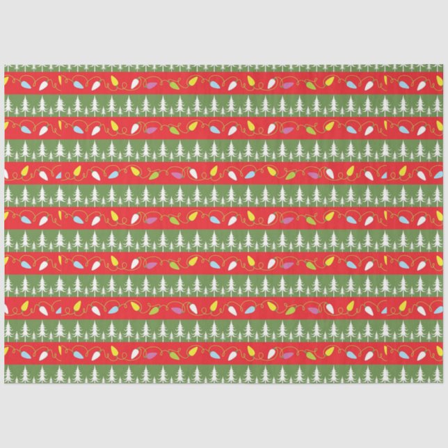 Christmas Lights and Trees Tissue Paper (Front)