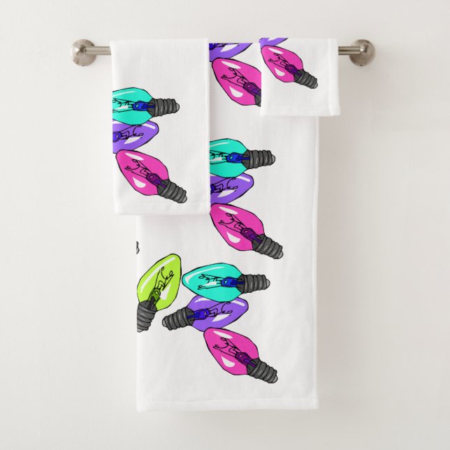 Christmas lights bath towel set (Insitu)