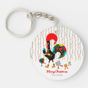 Christmas lights, baubles, presents and Rooster Keychain