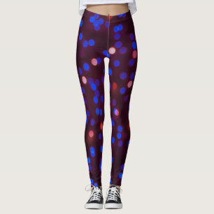 Christmas lights, blurred, festive background. leggings
