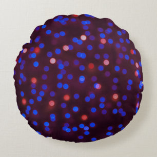 Christmas lights, blurred, festive background. round pillow