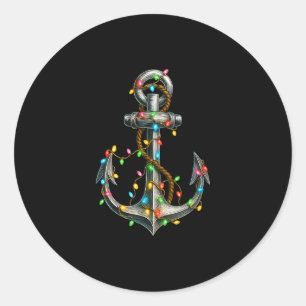 Christmas Lights Boating Sailing Cruise Boat  Classic Round Sticker