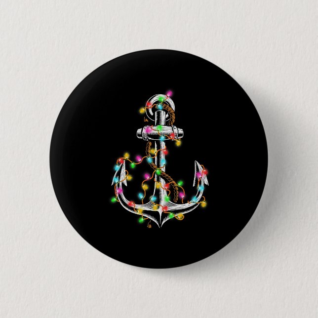 Christmas Lights Boating Sailing Cruise Boat Gif 2 Inch Round Button (Front)