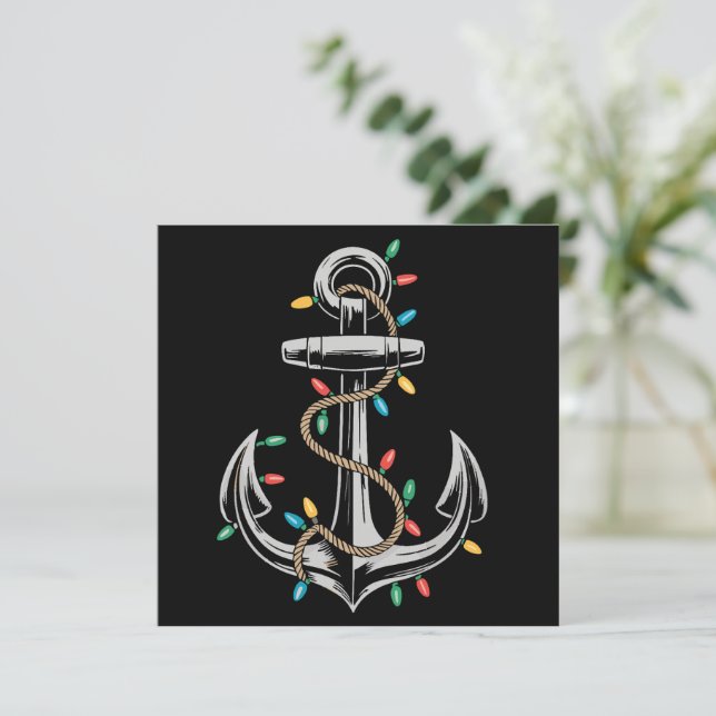 Christmas Lights Boating Sailing Cruise Boat Gifts Holiday Card (Standing Front)