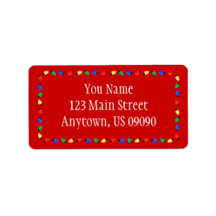 Christmas Lights Border Address Labels (Red)