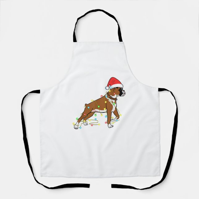 Christmas Lights Boxer Dog Lover Funny Gift  Apron (Front)