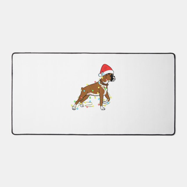 Christmas Lights Boxer Dog Lover Funny Gift  Desk Mat (Front)
