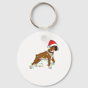 Christmas Lights Boxer Dog Lover Funny Gift  Keychain