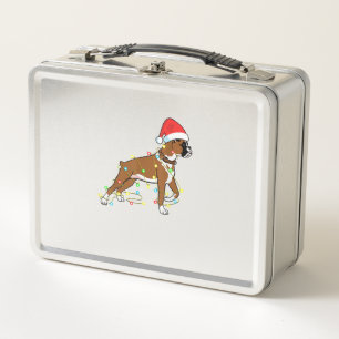 Christmas Lights Boxer Dog Lover Funny Gift  Metal Lunch Box