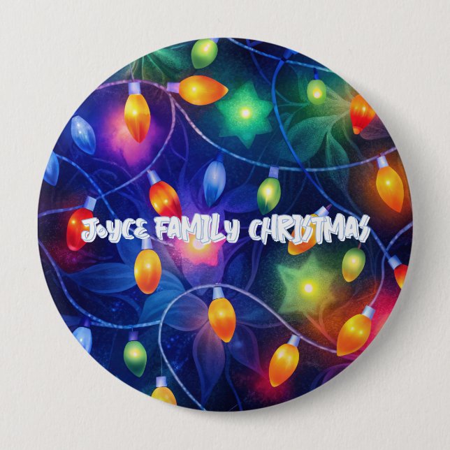Christmas Lights Bright Holiday Whimsical Merry 4 Inch Round Button (Front)