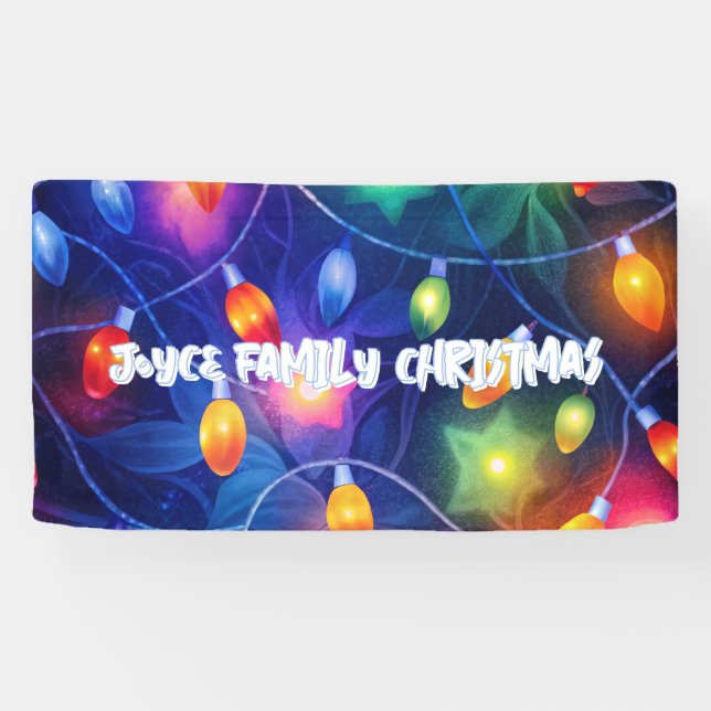 Christmas Lights Bright Holiday Whimsical Merry Banner (Horizontal)