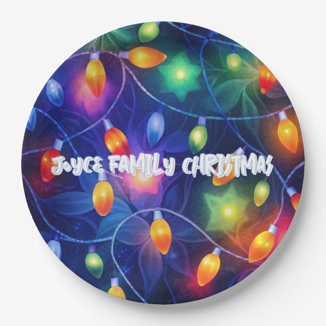 Christmas Lights Bright Holiday Whimsical Merry Paper Plate (Front)