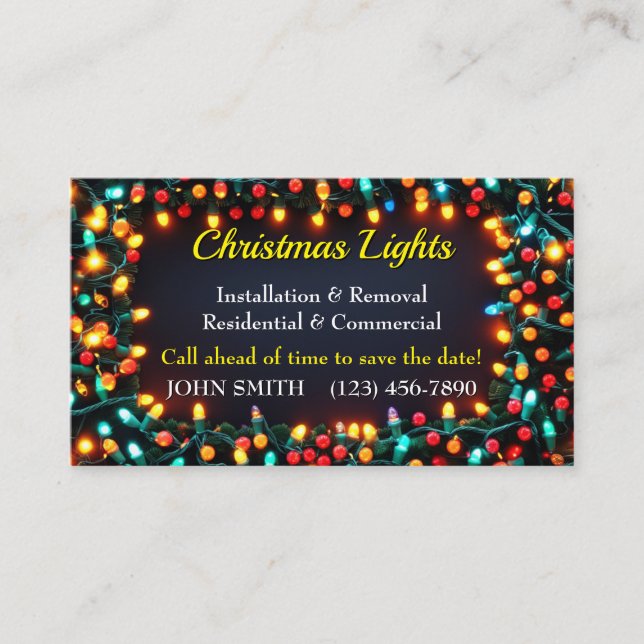 Christmas Lights Business Cards (Front)