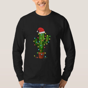 Christmas Lights Cactus Lover Funny Xmas T-Shirt