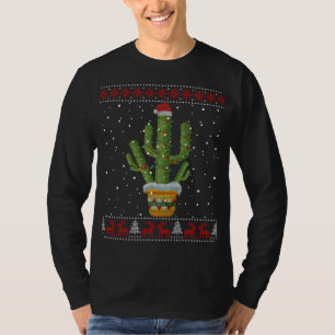 Christmas Lights Cactus Lover Funny Xmas Ugly Swea T-Shirt