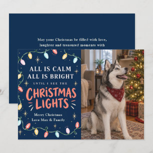 Christmas Lights Cat or Dog Photo Holiday Card