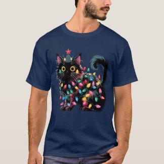 Christmas Lights Cat T-Shirt