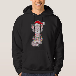 Christmas Lights Cat Wearing Xmas Hat - Cute Cat L Hoodie