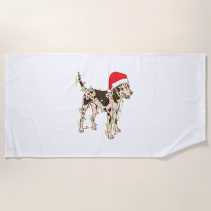 Christmas Lights Catahoula Leopard Dog Lover Funny Beach Towel