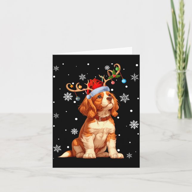 Christmas Lights Cavalier King Charles Spaniel Xma Card (Front)