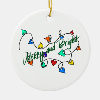 Christmas lights ceramic ornament