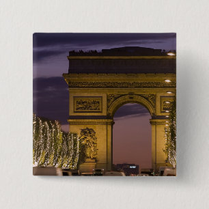 Christmas lights, Champs Elysees, Arc de 2 Inch Square Button