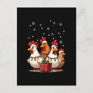 Christmas Lights Chicken Santa Funny Xmas Holiday Postcard