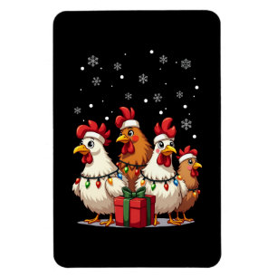 Christmas Lights Chicken Santa Funny Xmas Magnet