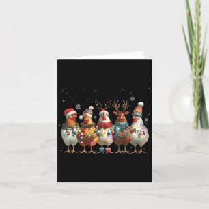 Christmas Lights Chicken Santa Funny Xmas Tree Chi Card