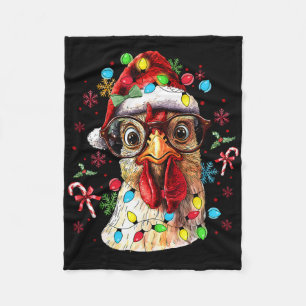 Christmas Lights Chicken Santa Funny Xmas Tree Chi Fleece Blanket