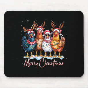 Christmas Lights Chicken Santa Funny Xmas Tree Chi Mouse Pad