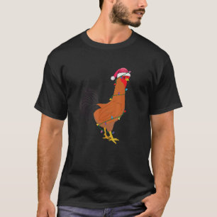 Christmas Lights Chicken Santa Hat Xmas Tree T-Shirt