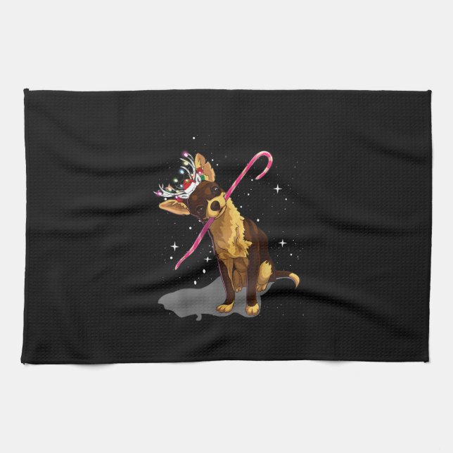 christmas lights chihuahua kitchen towel (Horizontal)