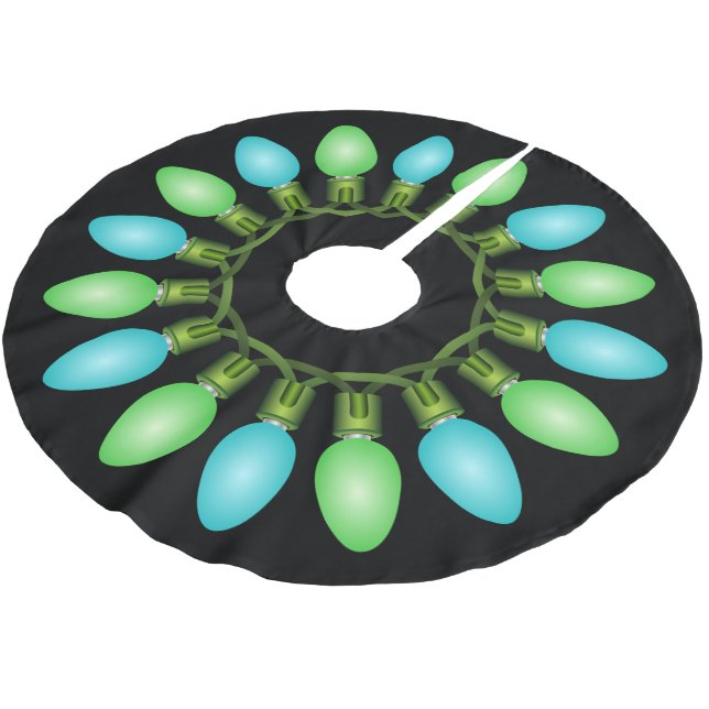 Christmas Lights Circle in Blue and Green Brushed Polyester Tree Skirt (Angled)