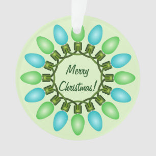 Christmas Lights Circle in Blue and Green Ornament