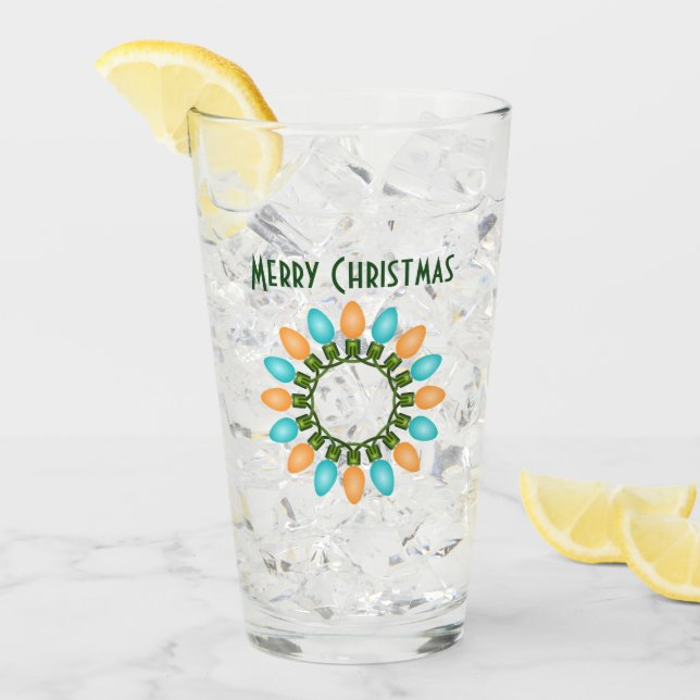 Christmas Lights Circle in Orange and Blue Glass (Front Ice)