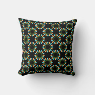 Christmas Lights Circles Pattern Orange and Blue Throw Pillow