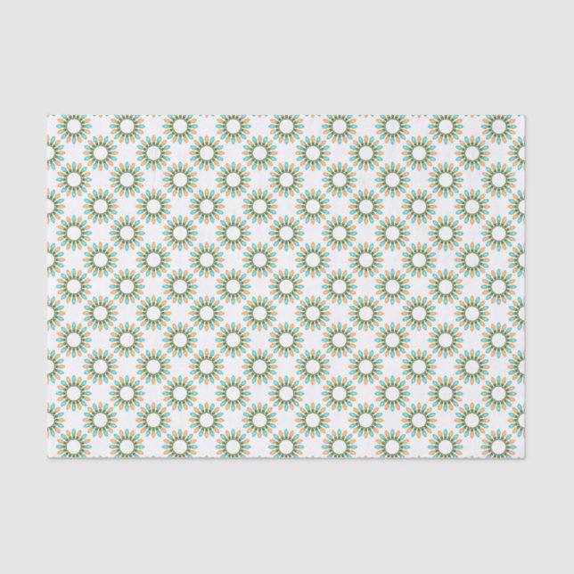 Christmas Lights Circles Pattern Orange and Blue Tissue Paper (Front)