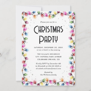Christmas Lights Colored Holiday Party Invitation