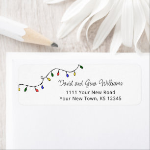 Christmas Lights Colourful Retro Return Address